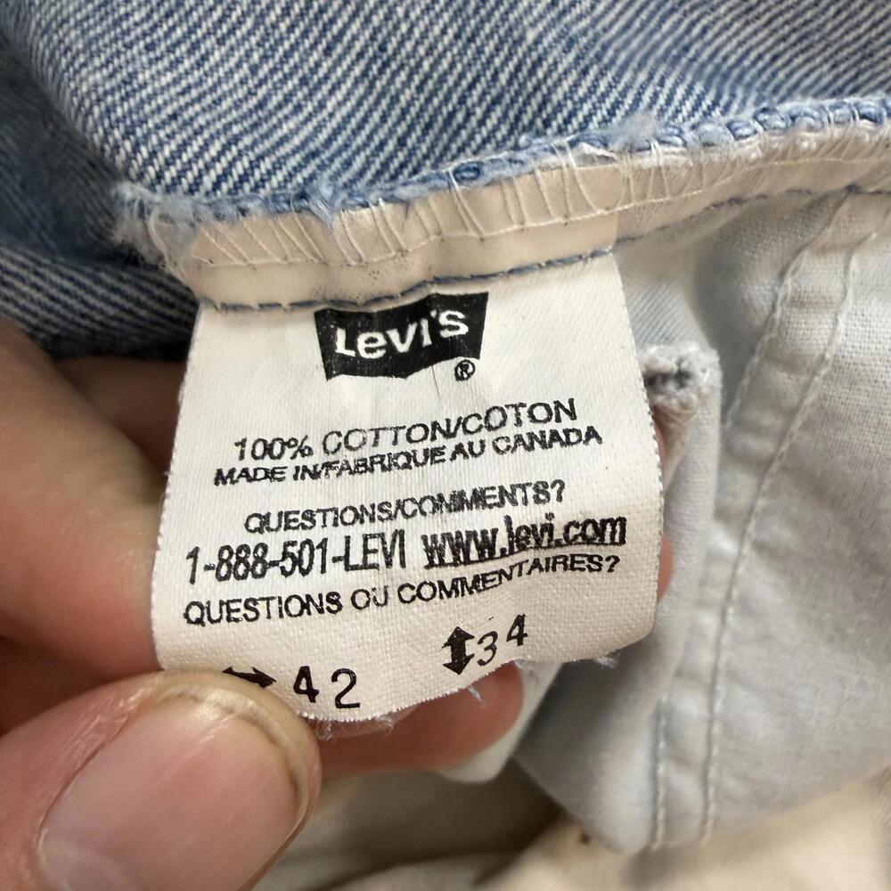 Vintage Levis 506 Jeans Mens 42x34 Blue 90s Orange Tab Faded Washed Out Straight - Picture 8 of 9